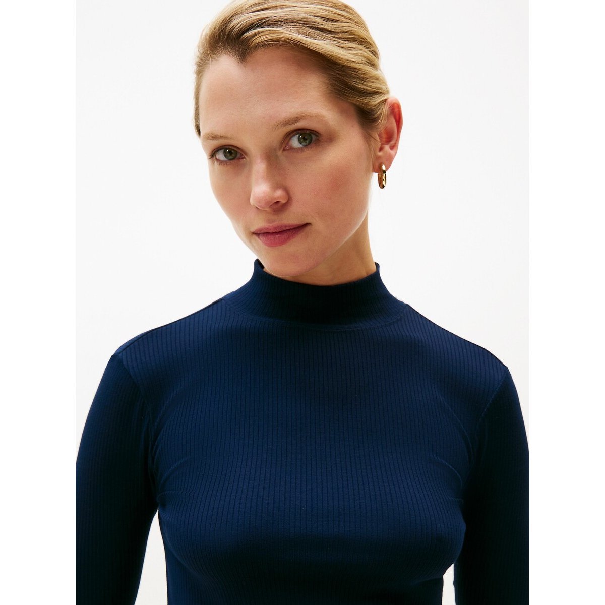 Pleated Midi Dress with 3/4 Length Sleeves navy, TOMMY HILFIGER