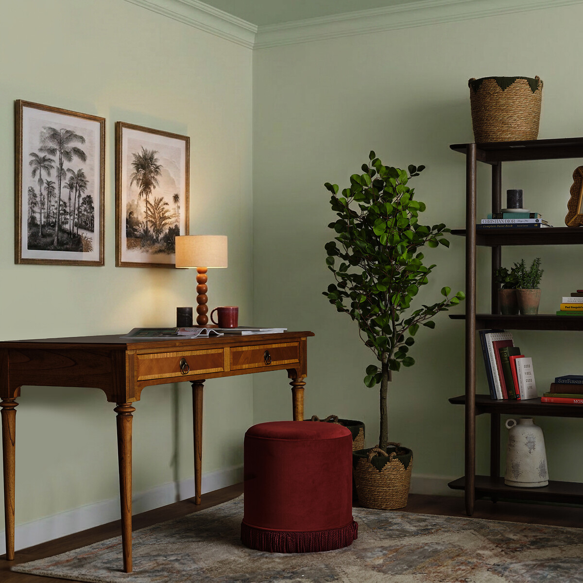 Solara Mindi Wood 2-Drawer Desk walnut wood, ÉDITÉ