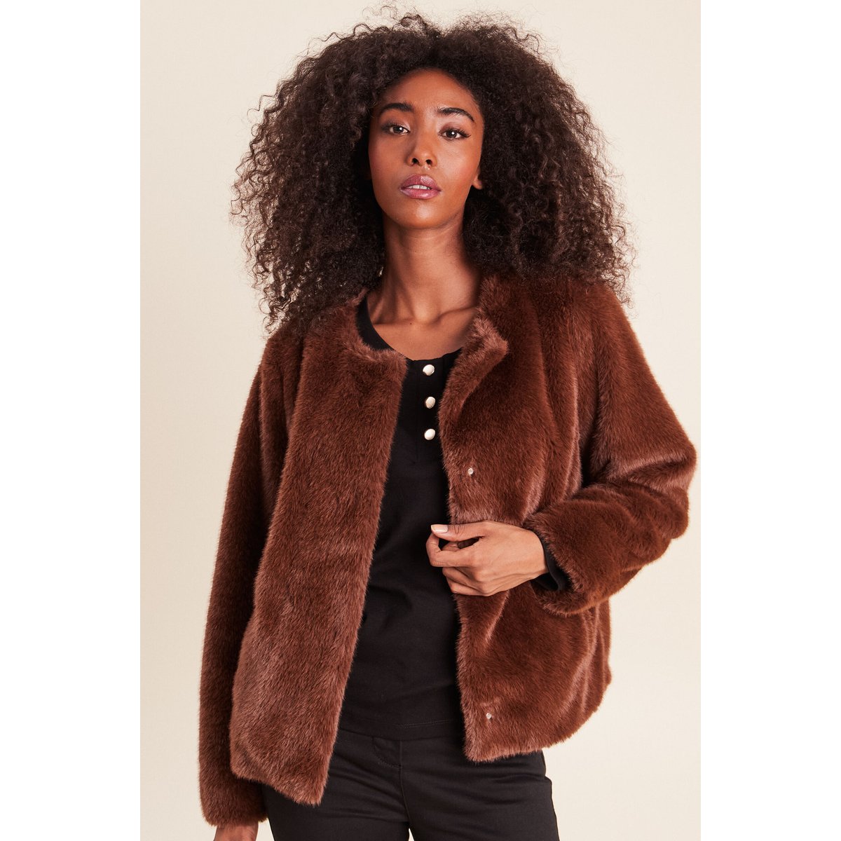 Manteau à capuche marron foncé, BREAL