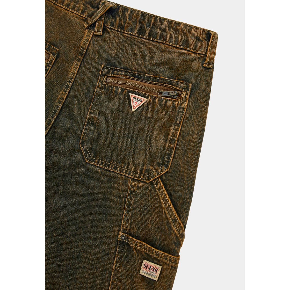 Jean Carpenter Zippé marron, GUESS