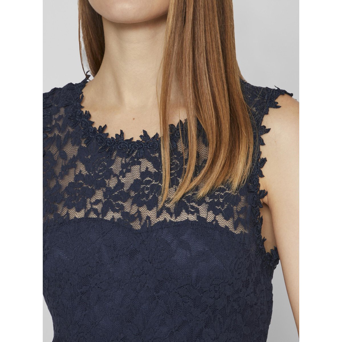 Robe longue sans manches en dentelle marine, VILA