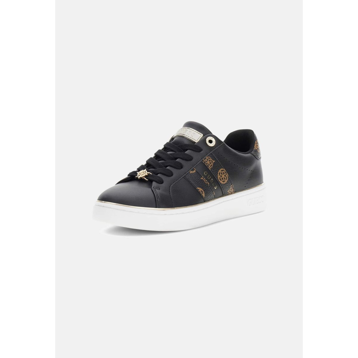 Baskets En Cuir Barlie Fux noir multi, GUESS