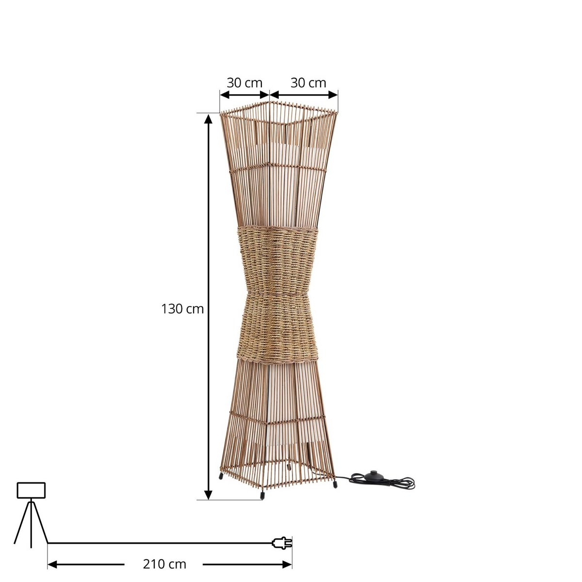 Plafonnier en bambou traditionnel, Jacinto bambou naturel, LINDBY