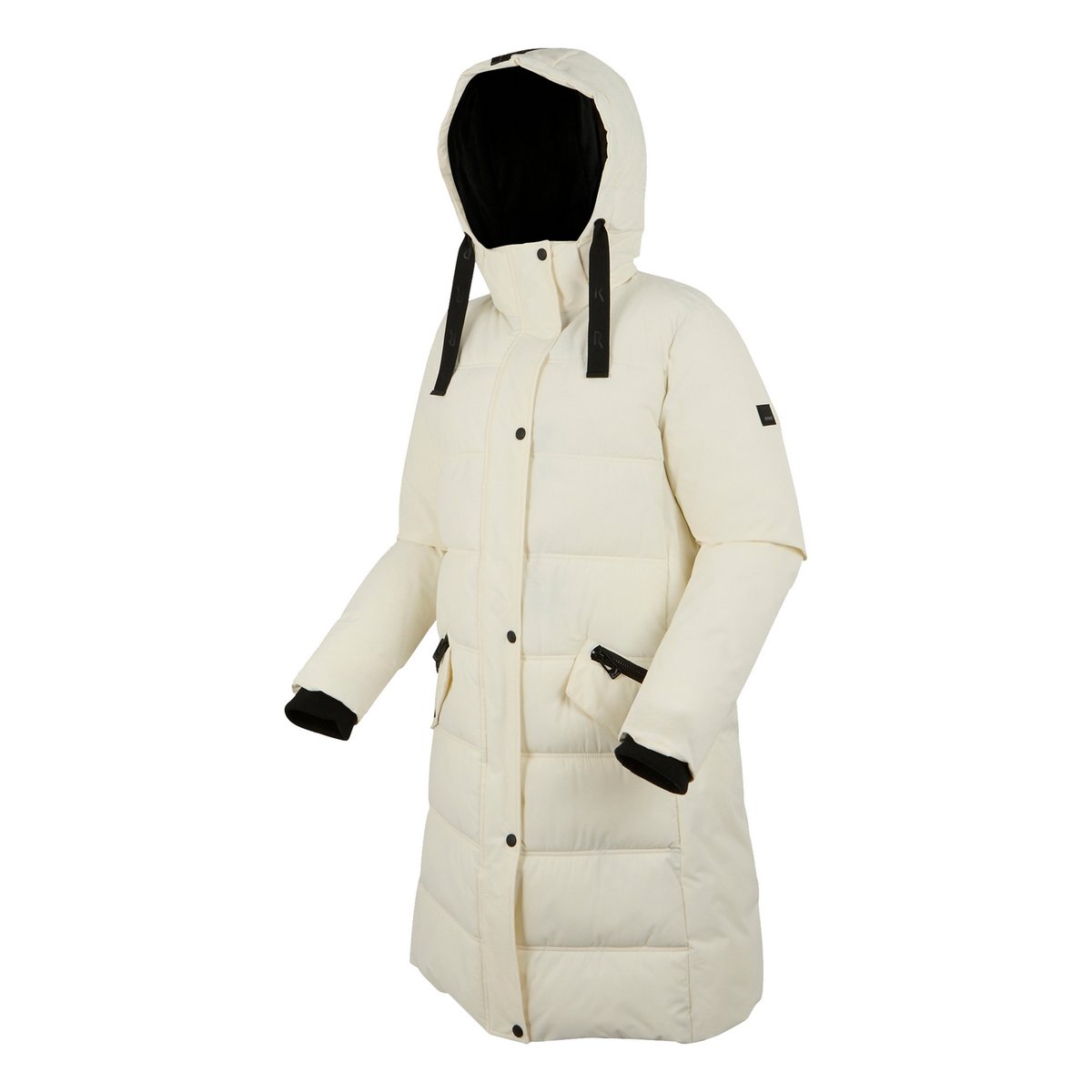 Veste longue matelassée à capuche amovible ERYN blanc cassé / noir, REGATTA