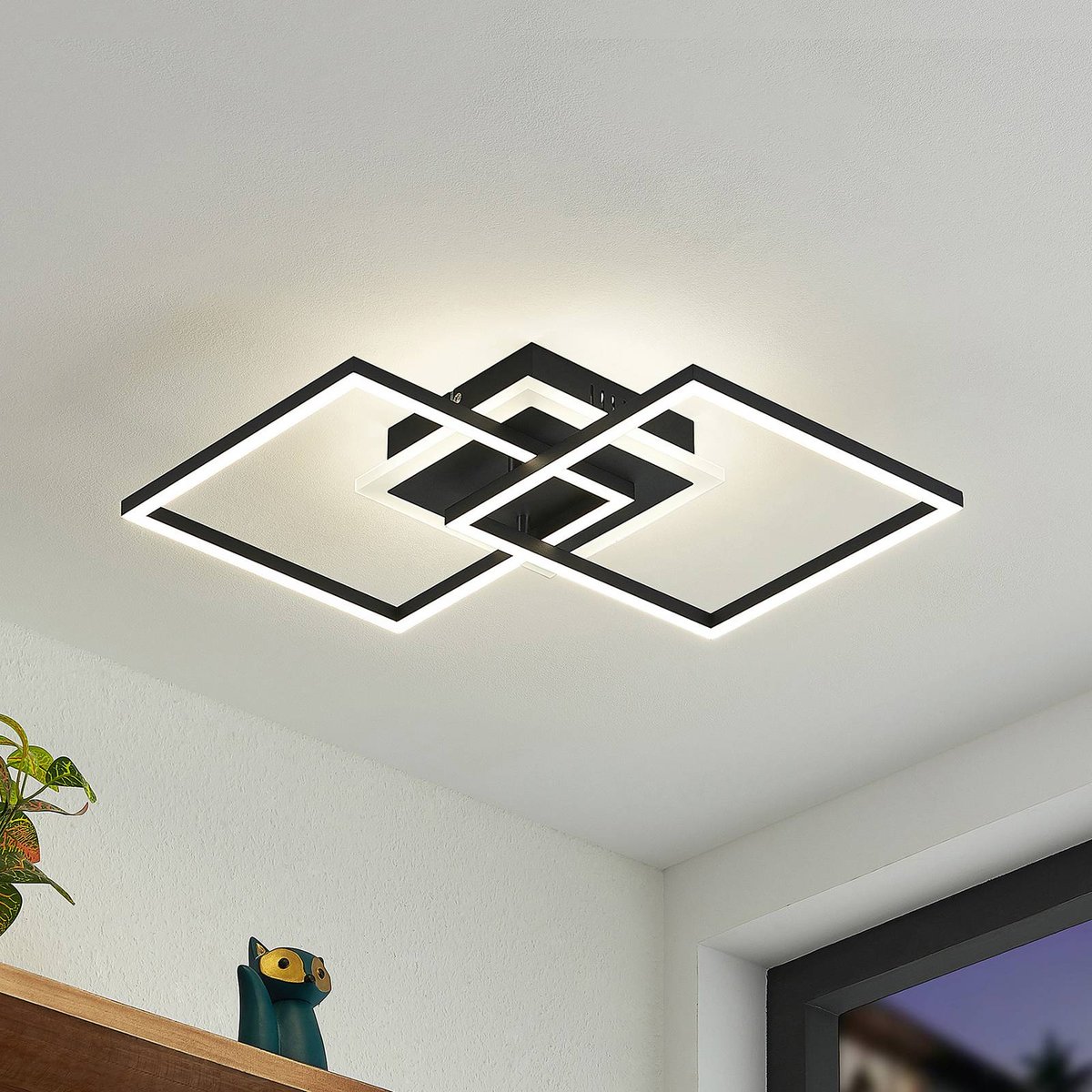 Plafonnier en aluminium moderneLED, Fjardo noir, LINDBY