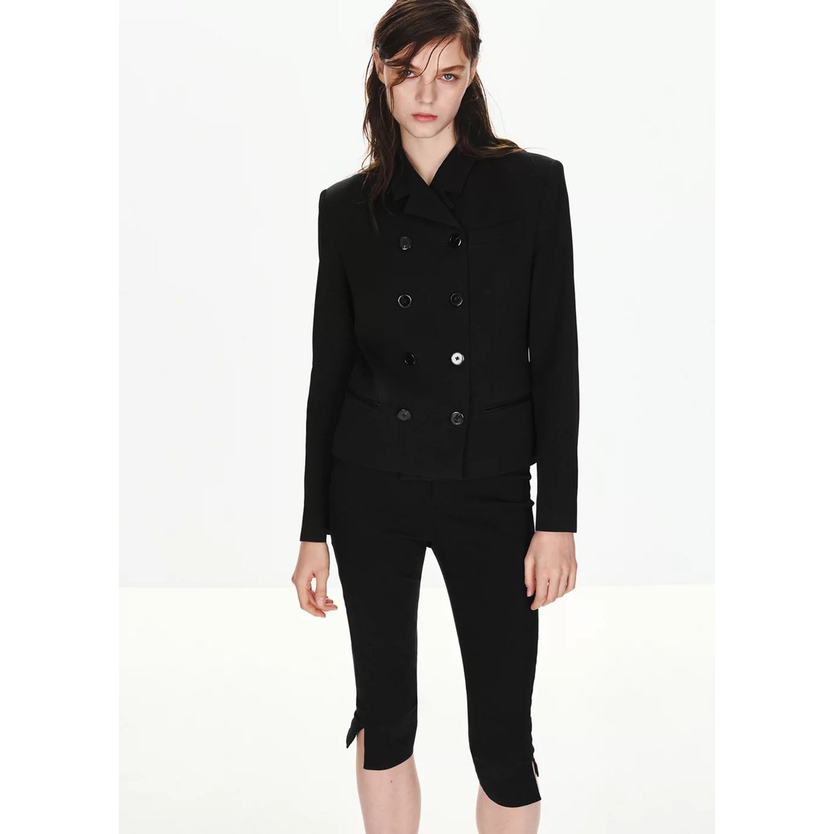 Veste crop croisée noir, MANGO