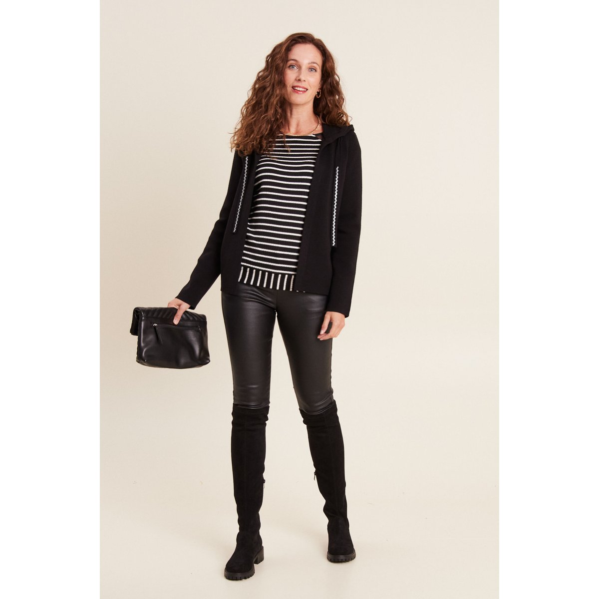 Pull à rayures femme noir, BREAL