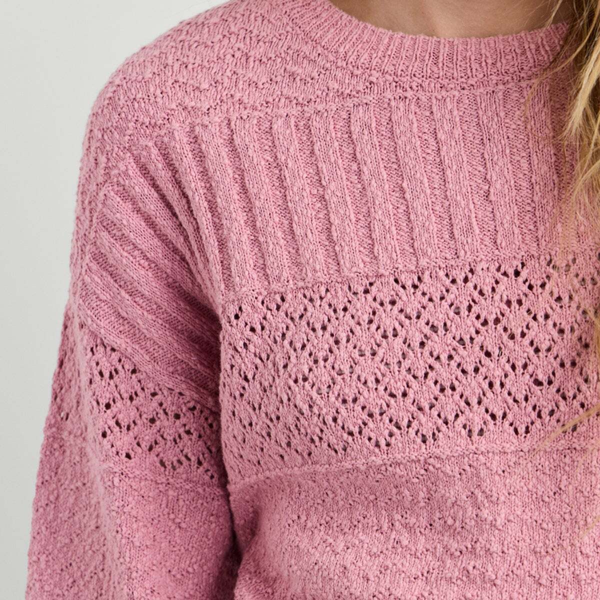 Pull Crochet À Col Rond rose poudre rose, PEPE JEANS