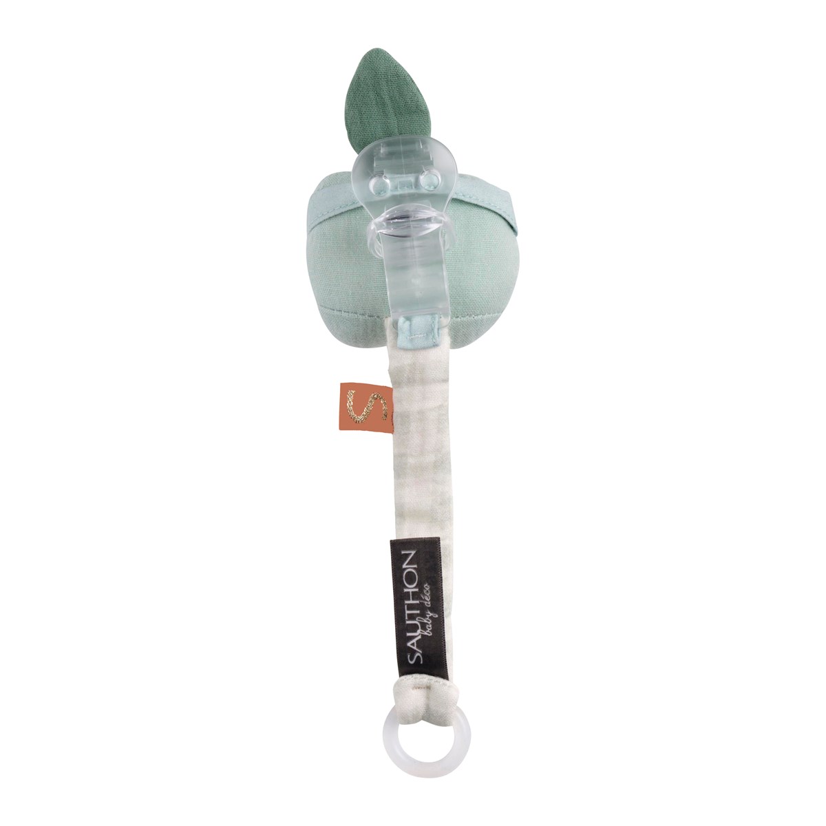 Attache-tétine bébé en coton vert, SAUTHON