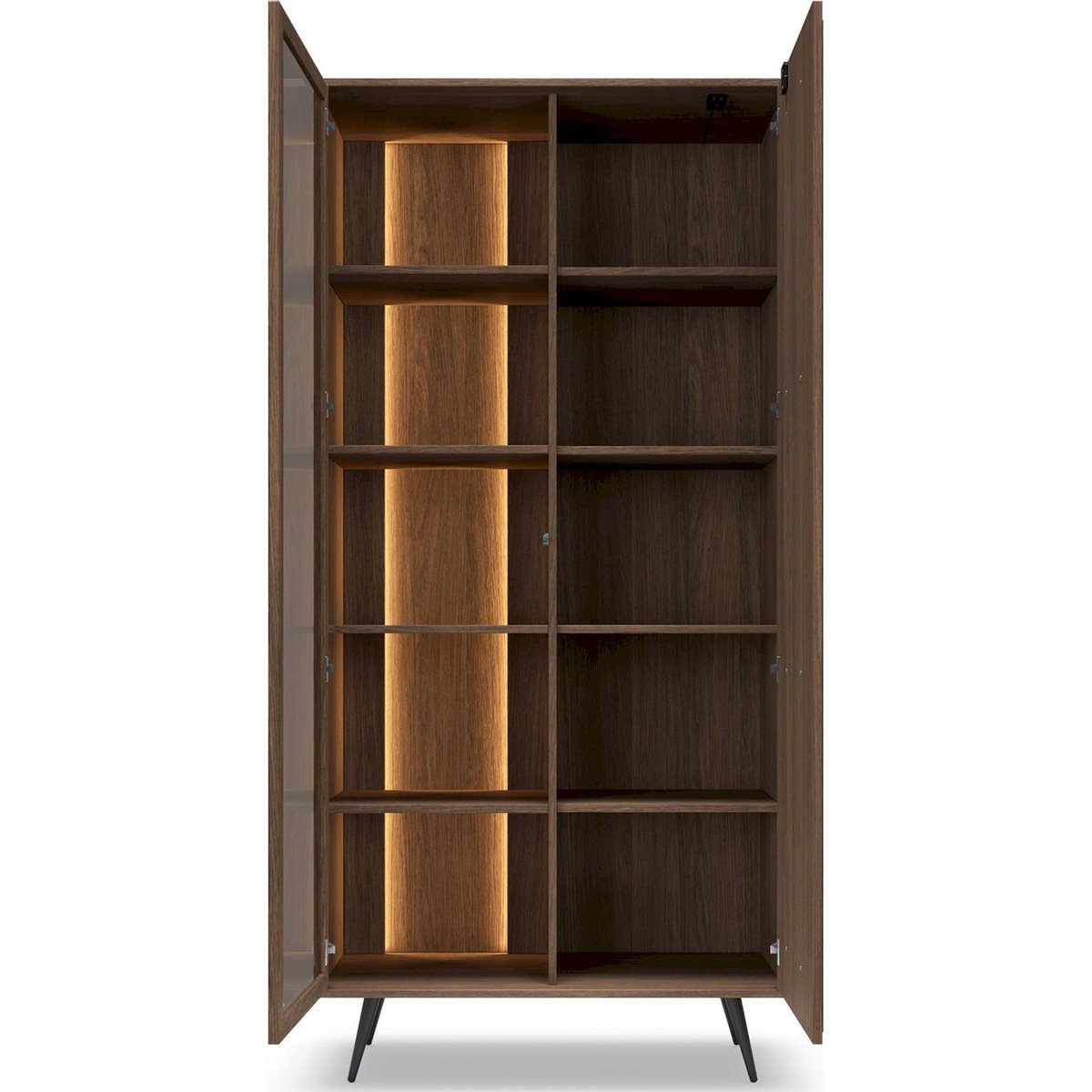 Vitrine 2 portes avec éclairage LED AMARO chêne dunin, RECOLLECTION