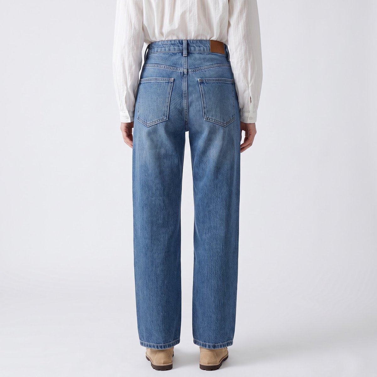 Jean droit taille haute en coton femme ERAIA blue, ARTLOVE
