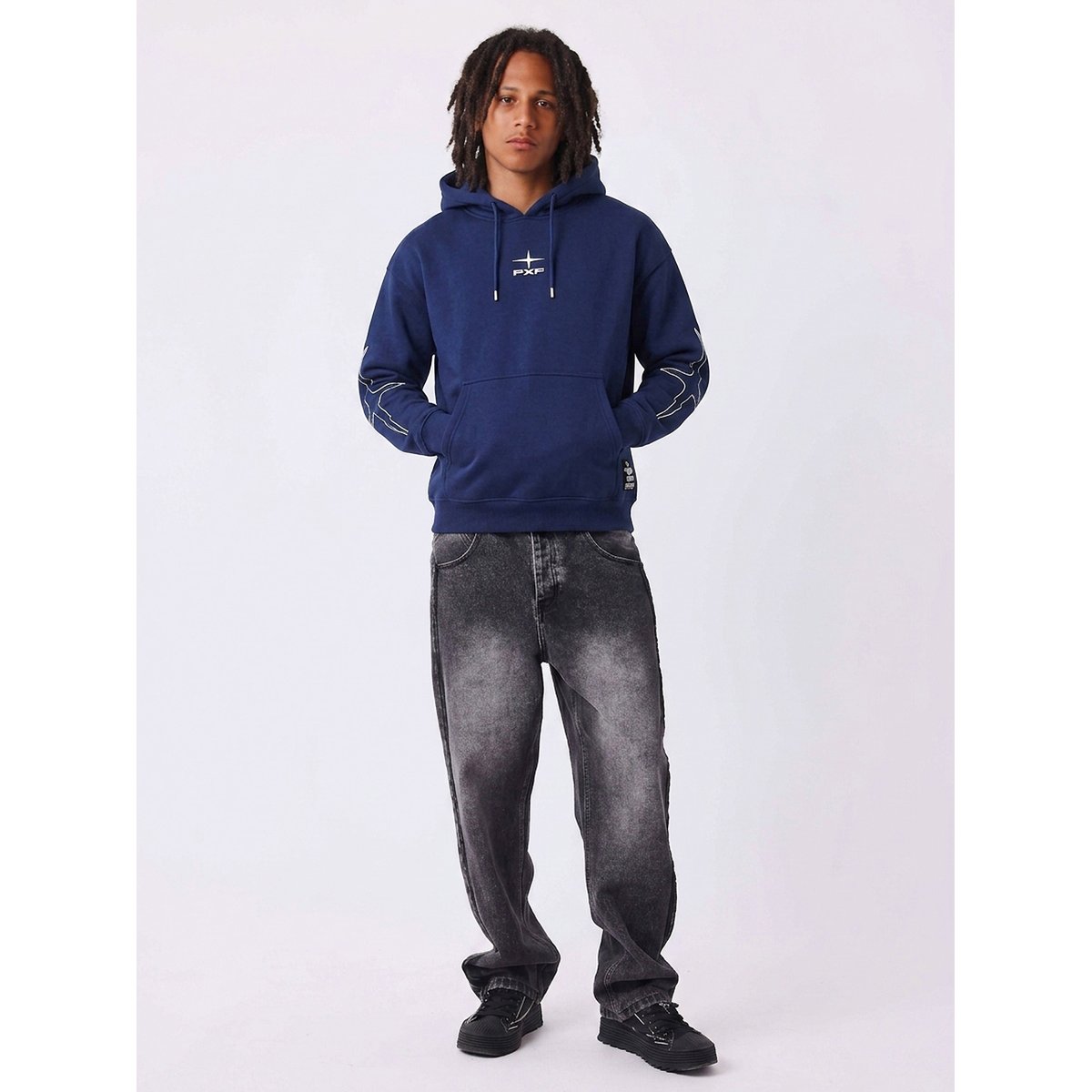 Sweat à capuche imprimé au dos bleu saphir - bleu marine, PROJECT X