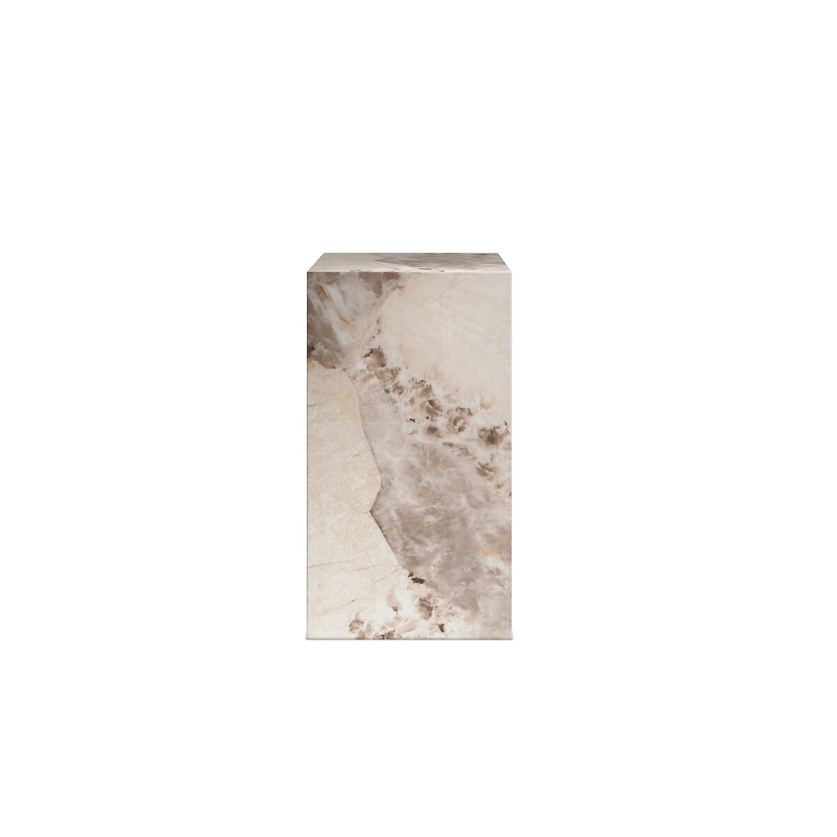 Serafina Pandora Tall Faux Marble Block Side Table marbled beige, ÉDITÉ