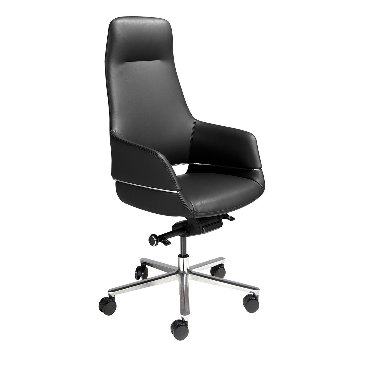 Chaise de bureau pivotante en similicuir noir | gris, ANGEL CERDA