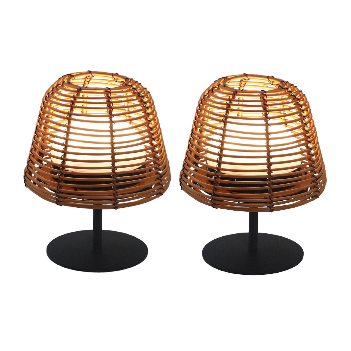 Lot de 2 lampes de table sans fil TWINS marron, LUMISKY