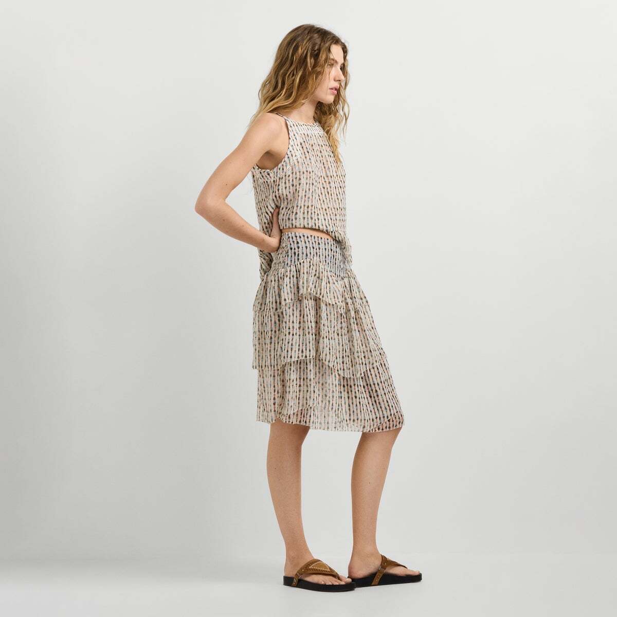 Jupe Midi Avec Volants rose poudre rose, PEPE JEANS