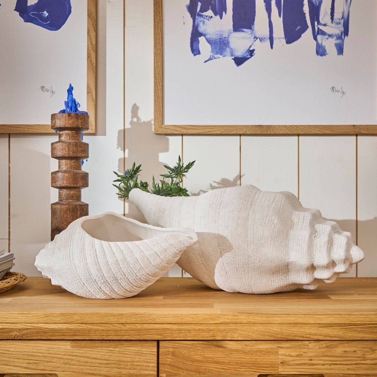 Centre de table céramique déco coquillage 49 cm - SOIZIC blanc, CAMIF
