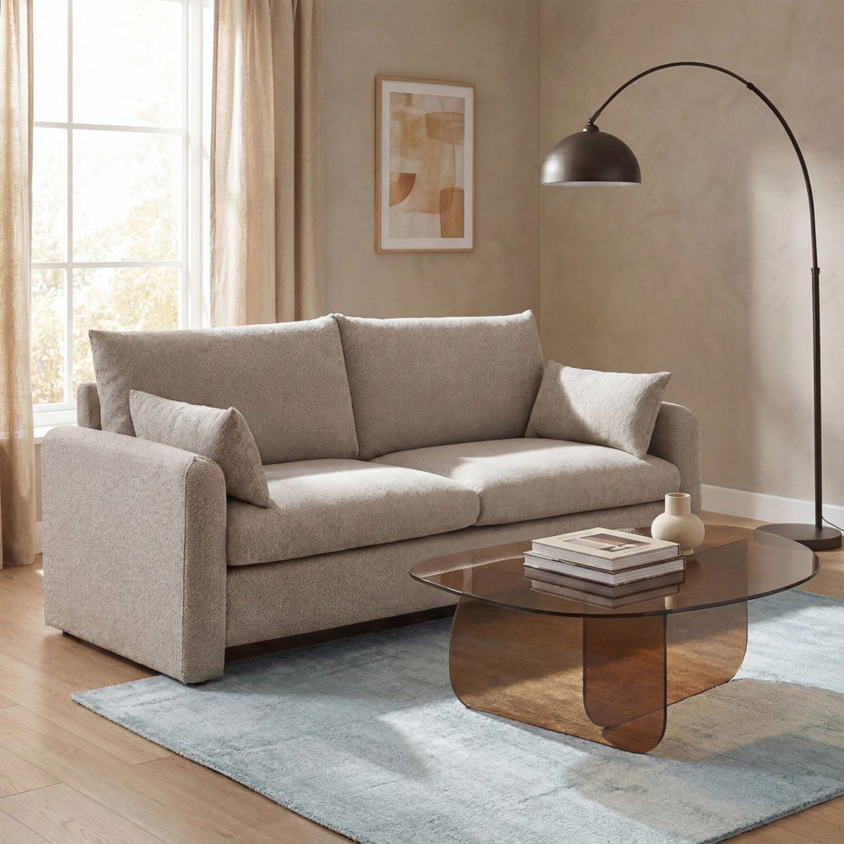Canapé 3 places en tissu- LISA beige chiné, DRAWER