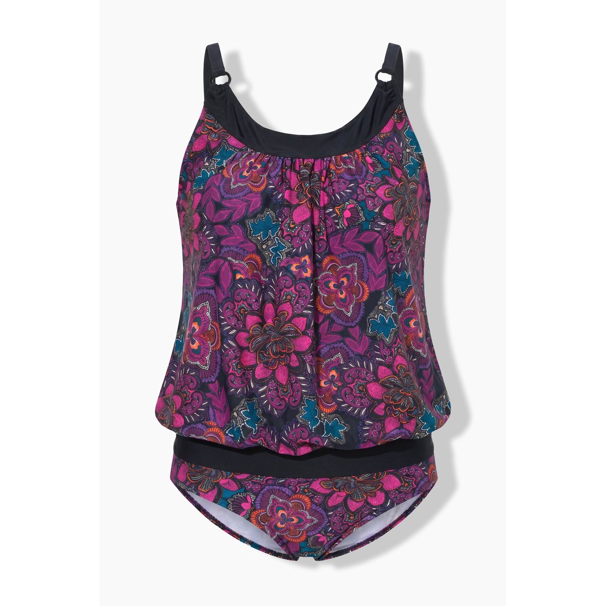 Tankini avec motif, bretelles réglables noir, ULLA POPKEN