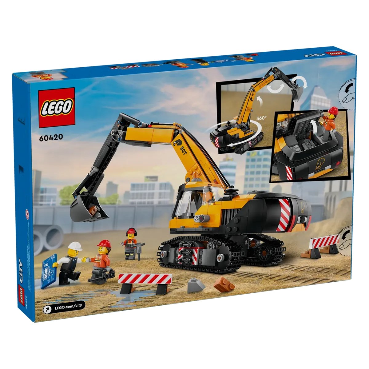LEGO City - Pelleteuse de Chantier Jaune 60420 pour Enfants de 8 Ans et Plus multicolore, LEGO
