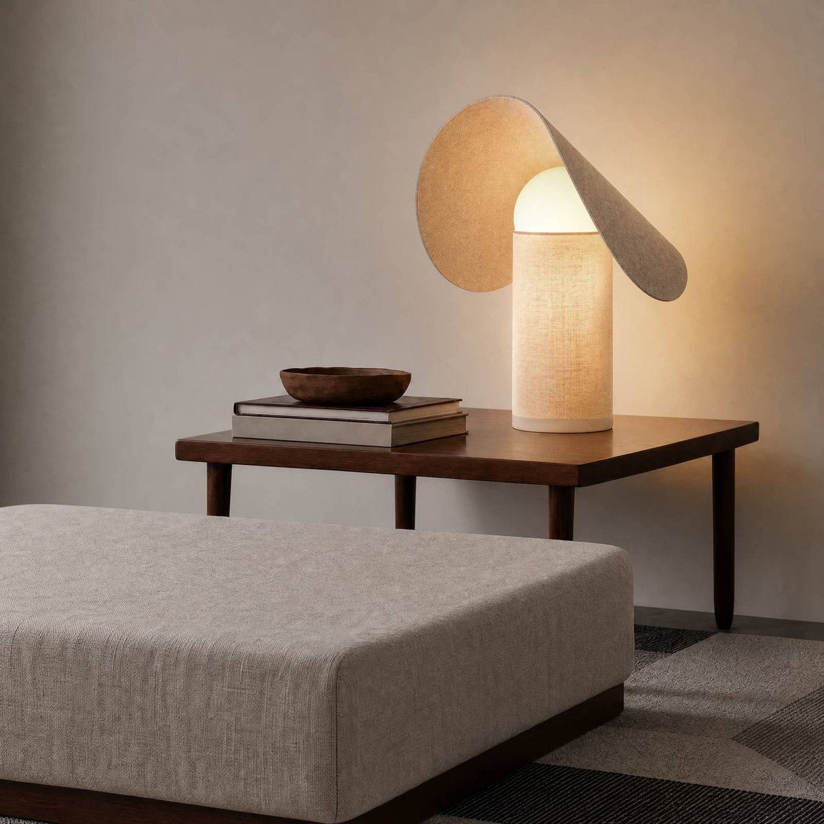 Lampe à poser en textile designLED, Tamani beige, blanc, LUCANDE