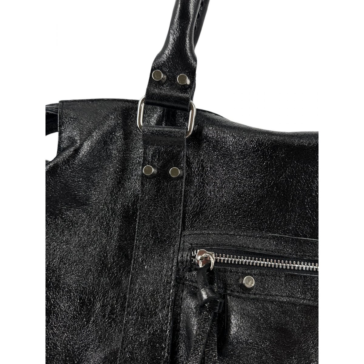 Sac à main en cuir irisé SANDSTORM SILVER noir irisé, OH MY BAG