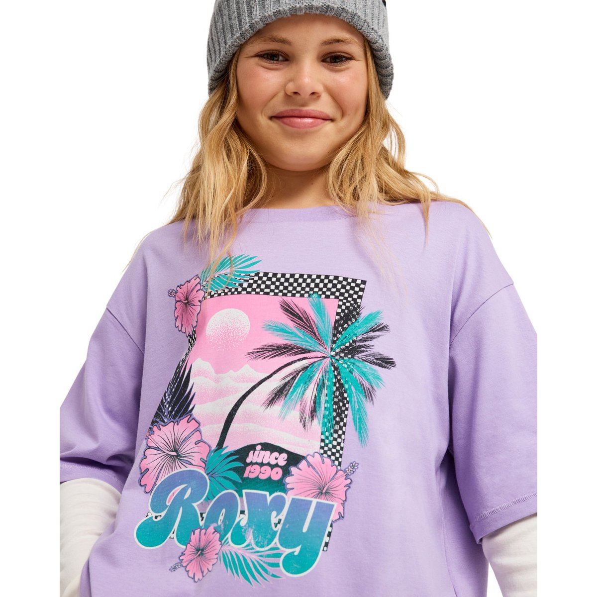 T-shirt oversize à double manche RAIN FALLS. violet viola, ROXY