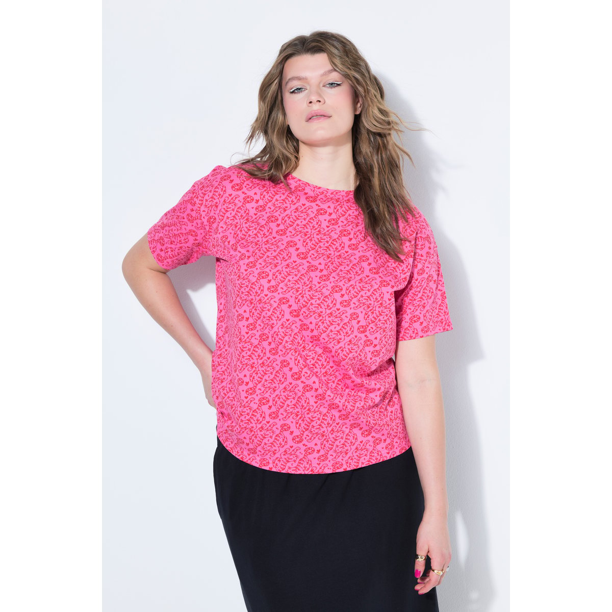 T-shirt oversize, imprimé léopard coloré rose vif, STUDIO UNTOLD