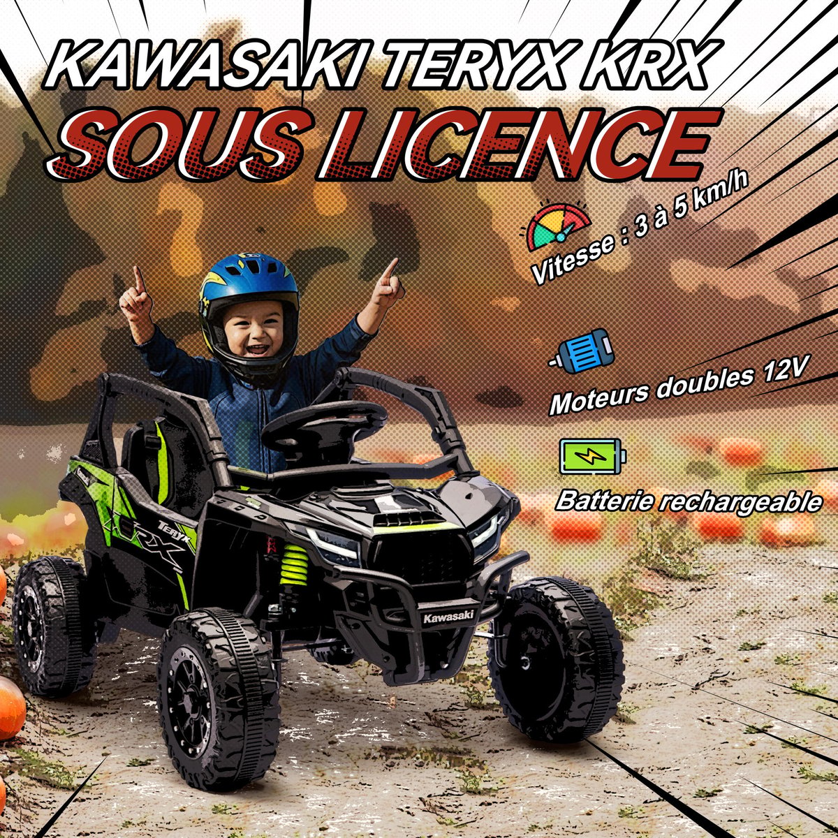 UTV électrique pour enfants PP Noir noir, AIYAPLAY
