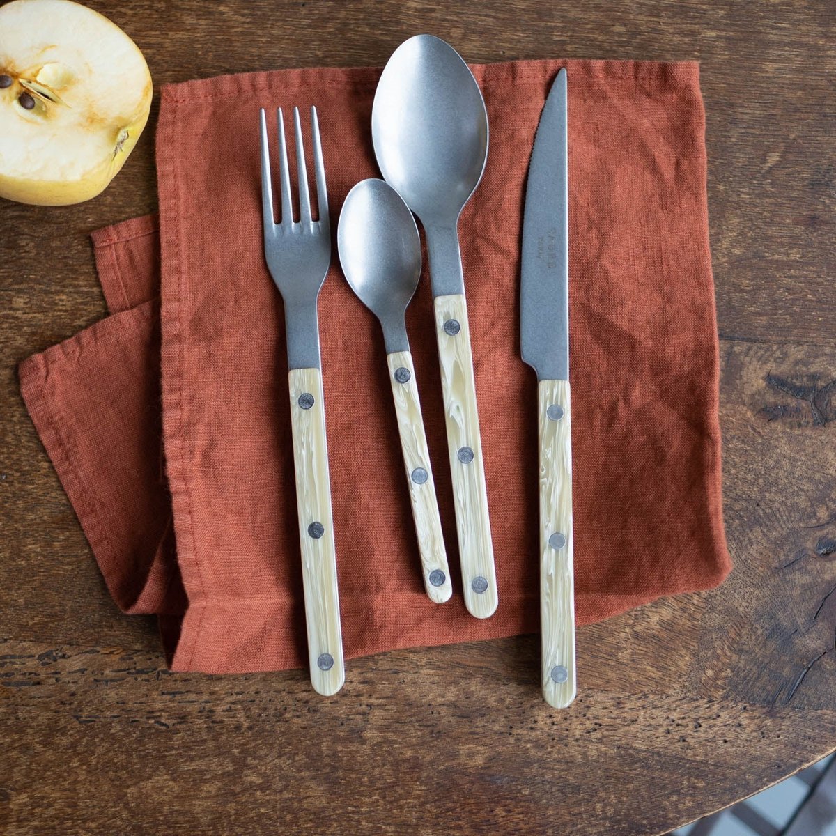 Set de 4 couverts de table, Bistrot Vintage effet corne, SABRE