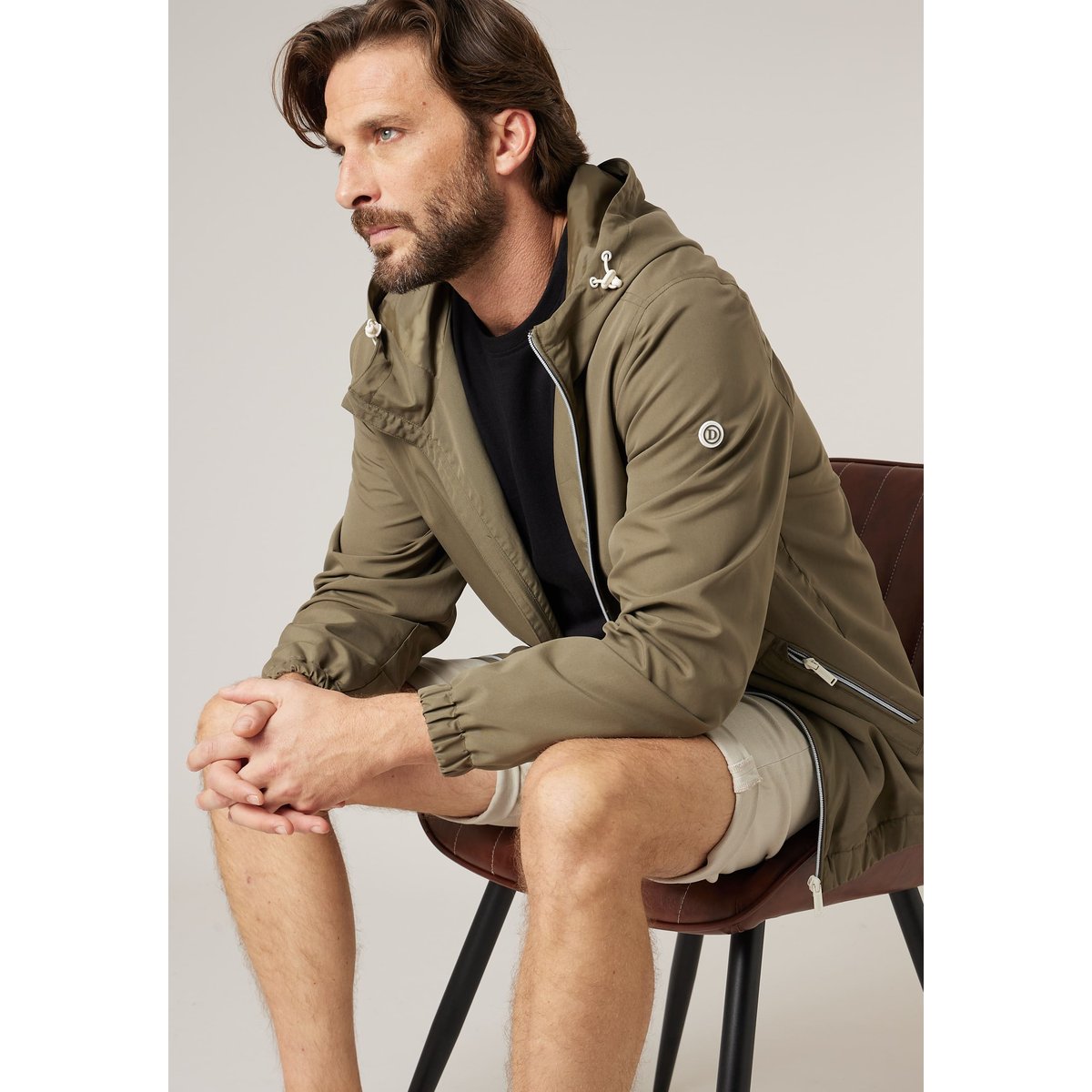 Blouson à capuche homme urbain et léger ARTHUR light khaki, DEELUXE