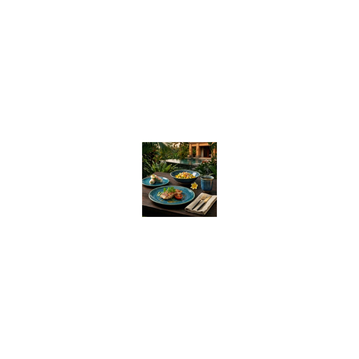 6 assiettes creuses 19 cm - ATOLL bleu, MEDARD DE NOBLAT