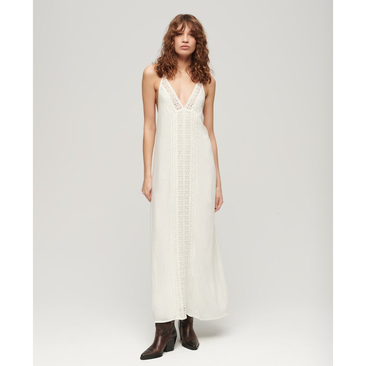 Robe caraco longue Ibiza blanc cassé, SUPERDRY