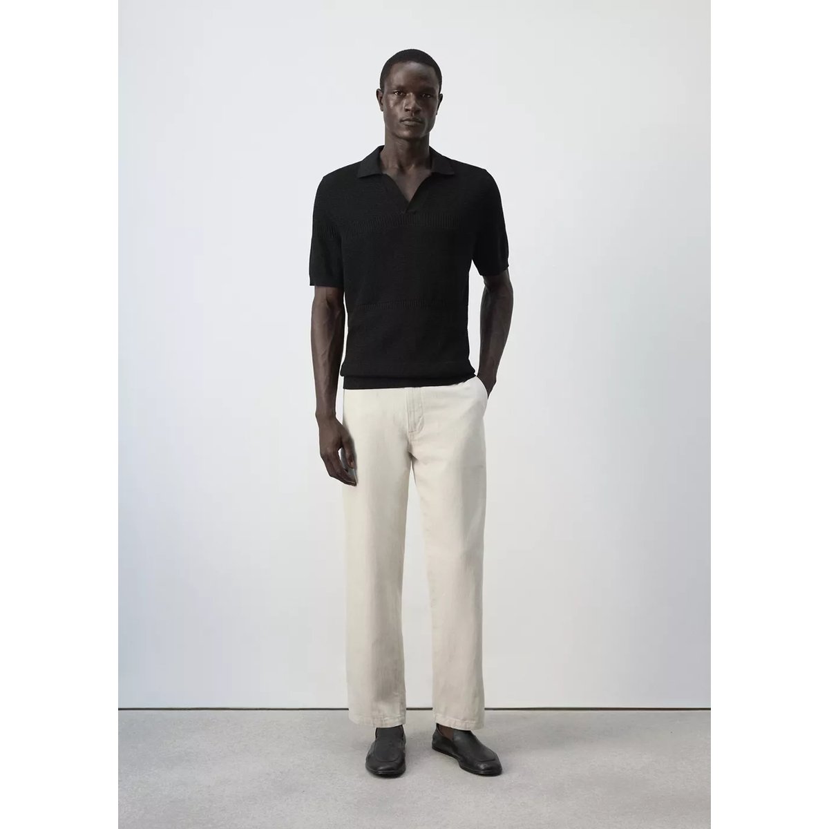 Polo 100 % coton maille fine noir, MANGO MAN