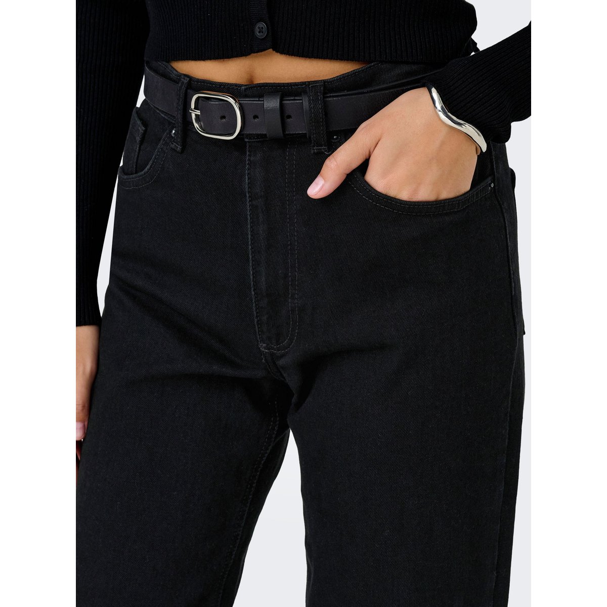 Jean À Jambe Large black denim, ONLY