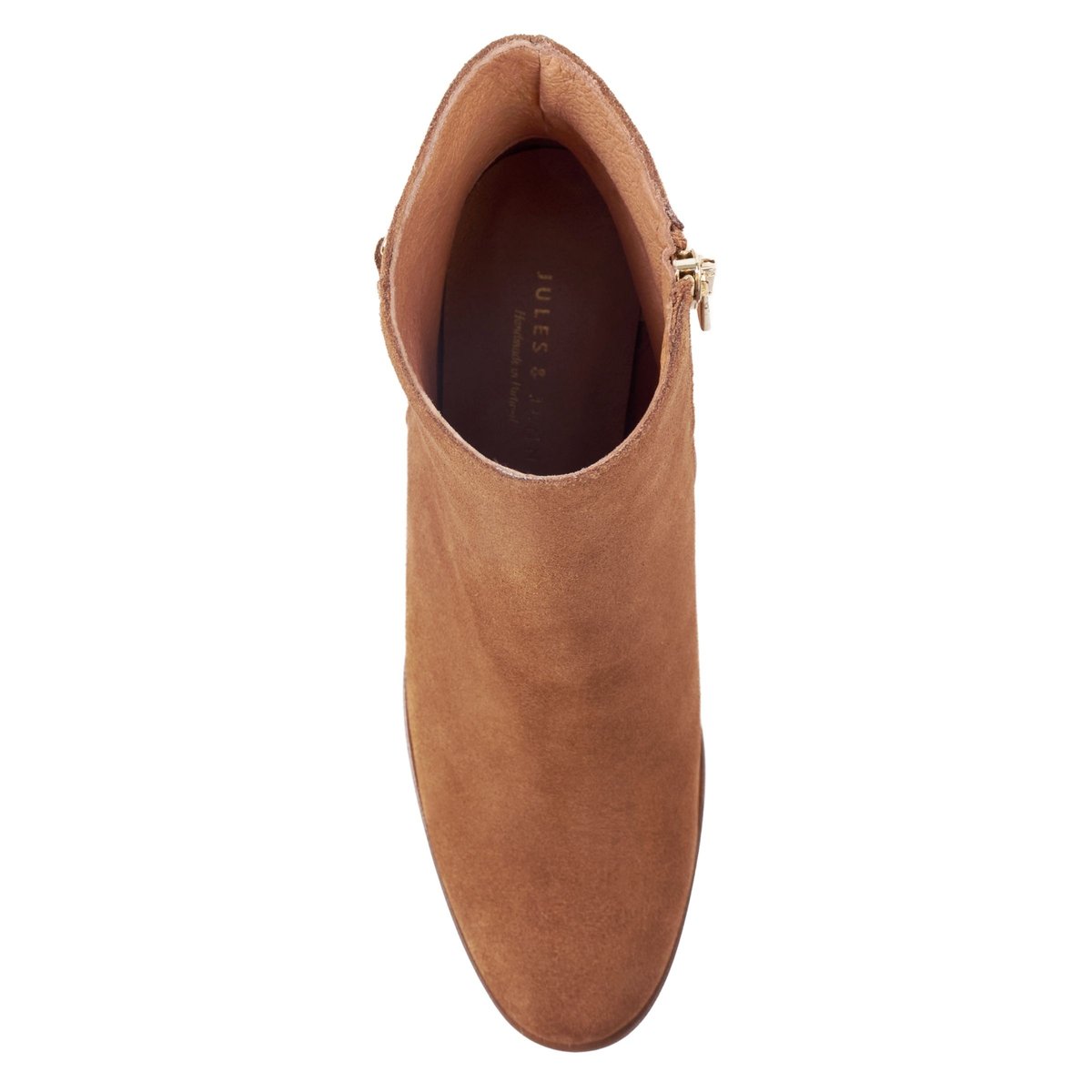 Bottines bijoux talon Zélie cuir daim cognac, JULES & JENN