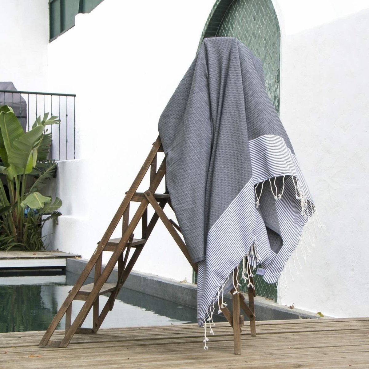 Lot de 2 foutas XXL coton IBIZA gris moyen, FEBRONIE