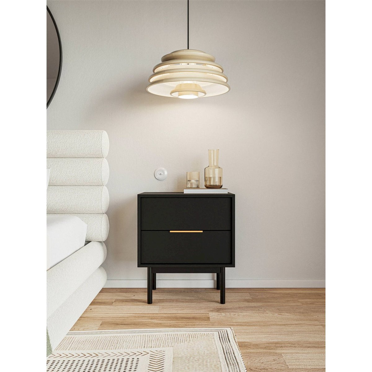 Table de chevet 2 tiroirs collection VIVIARO noir, RECOLLECTION