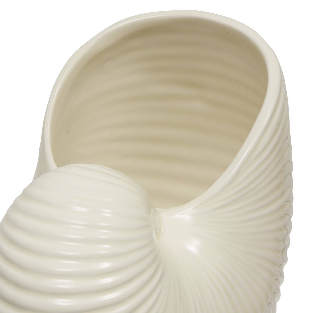 Vase coquillage nautile en dolomite OCEA blanc, ATMOSPHERA