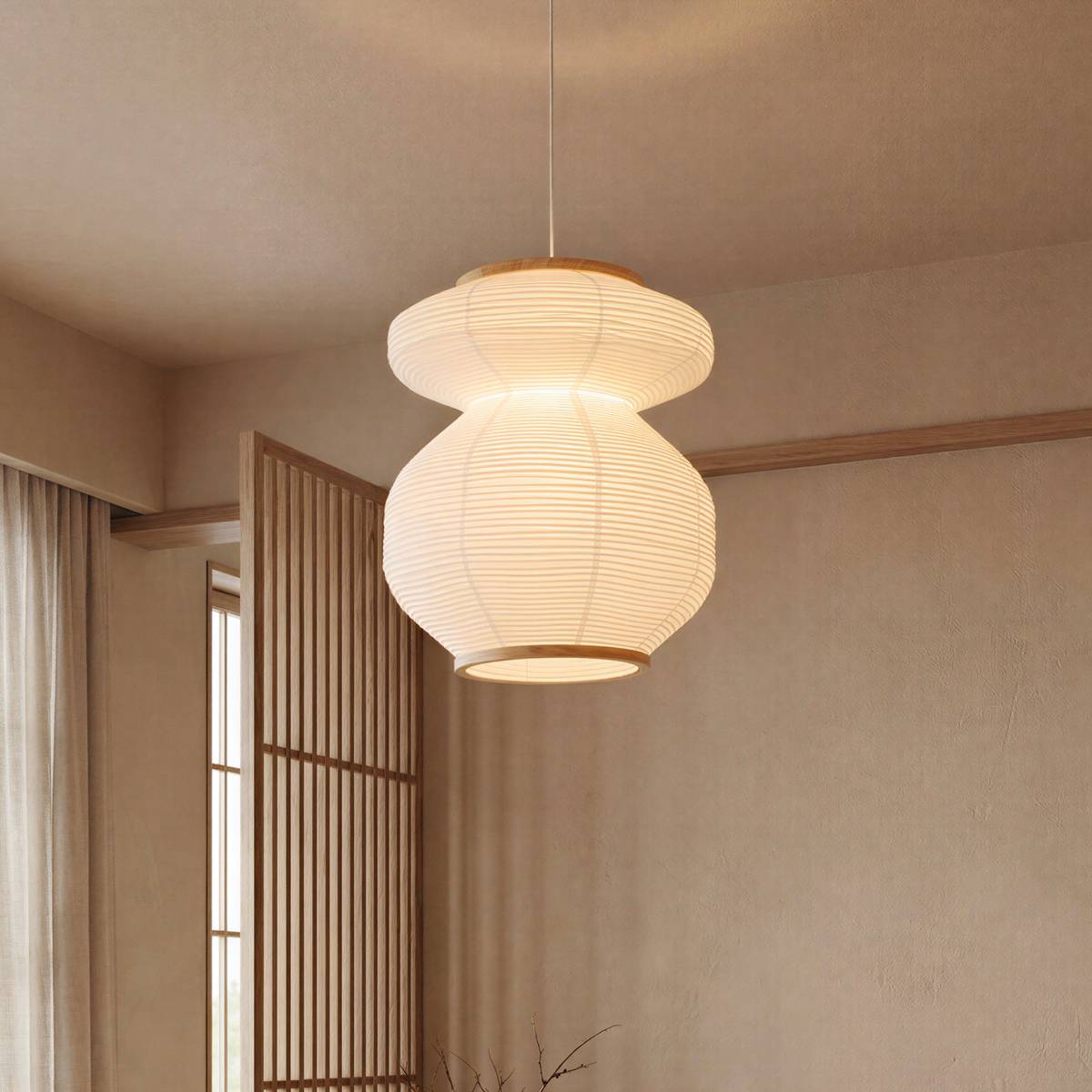 Suspension ronde en papier NIKA blanc, ATMOSPHERA