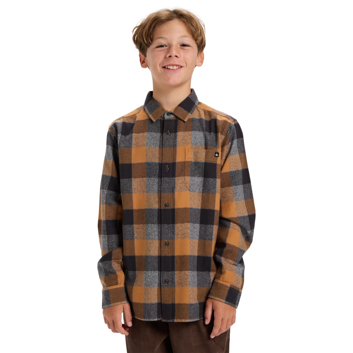 Chemise manches longues MOTHERFLY PLAID marron almond motherfly check, QUIKSILVER