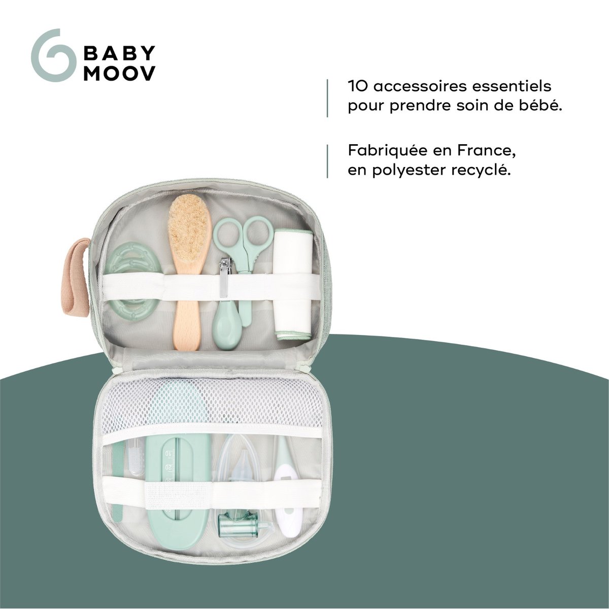 Trousse de Soin Bébé 10 Accessoires, Matcha vert, BABYMOOV