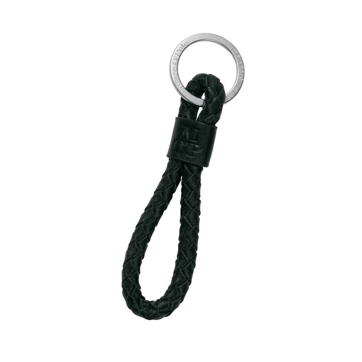 Porte-clés en cuir de vache tressé noir, MARC O'POLO