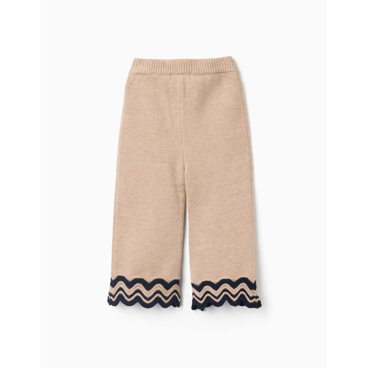 Pantalon en maille avec ourlet à rayures beige, ZIPPY