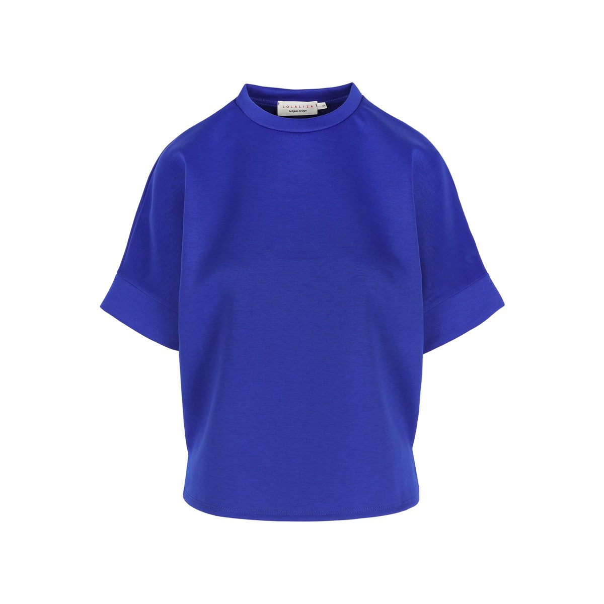 T-shirt structuré manches pliées bleu electrique, LOLALIZA