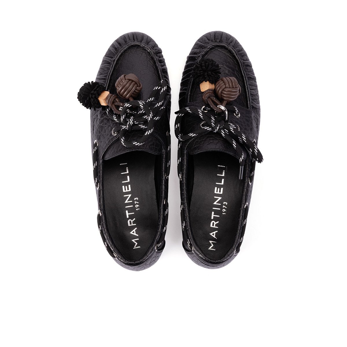 Mocassins cuir Baracchini black, MARTINELLI
