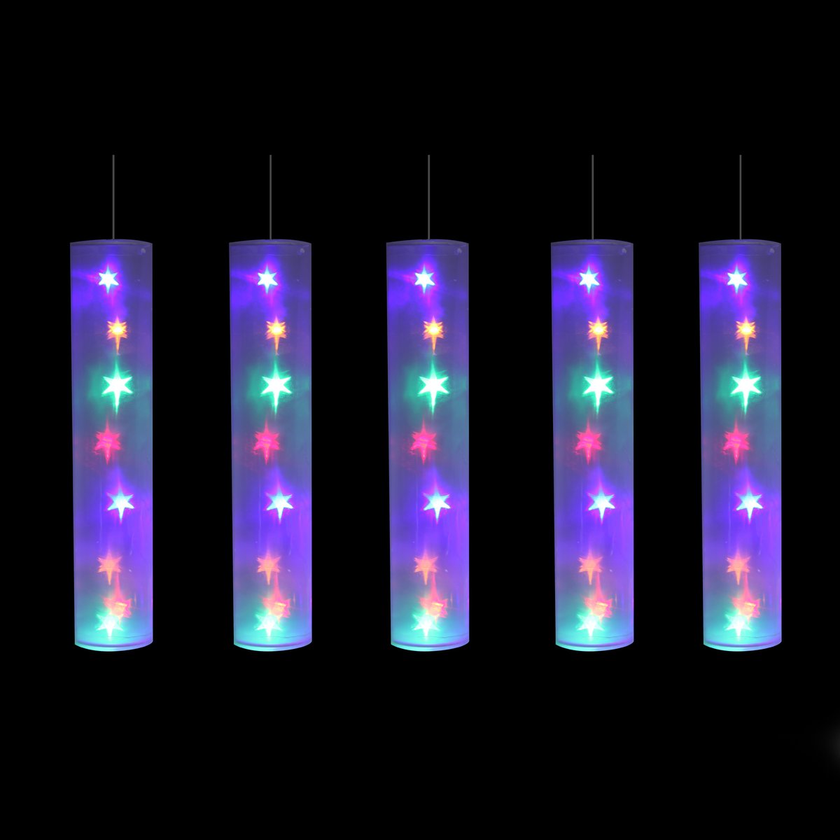 5 Tubes Lumineux avec Étoiles LED Multicolores 40 LED multicol, EDEN