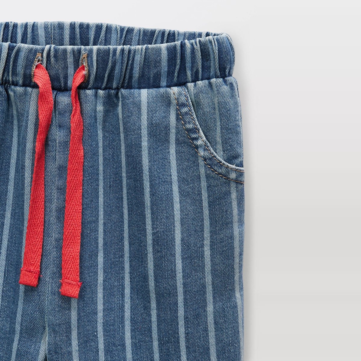Pantalon jean rayé bleu denim, BOUT'CHOU