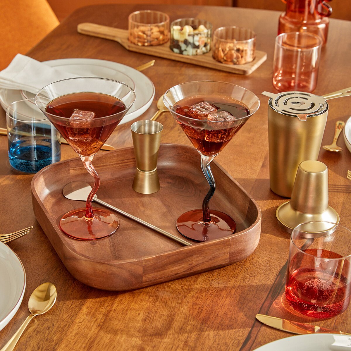 Plateau carré en acacia HOMY marron, ATMOSPHERA