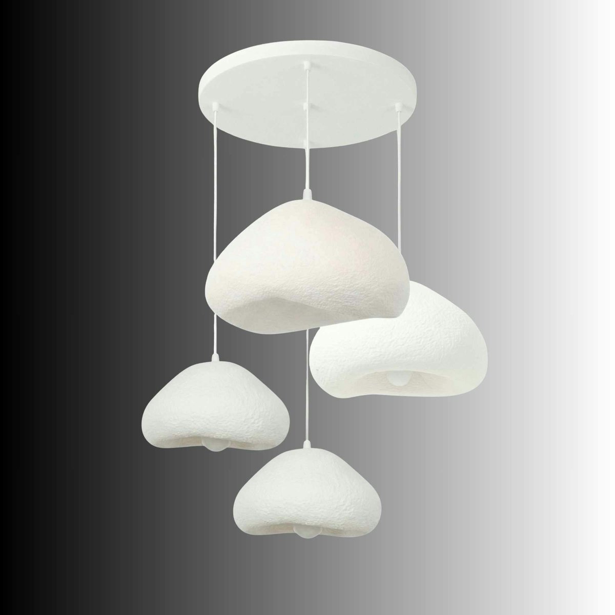 Suspension ronde 4 lampes hauteur réglable NOXIS blanc, PIER IMPORT